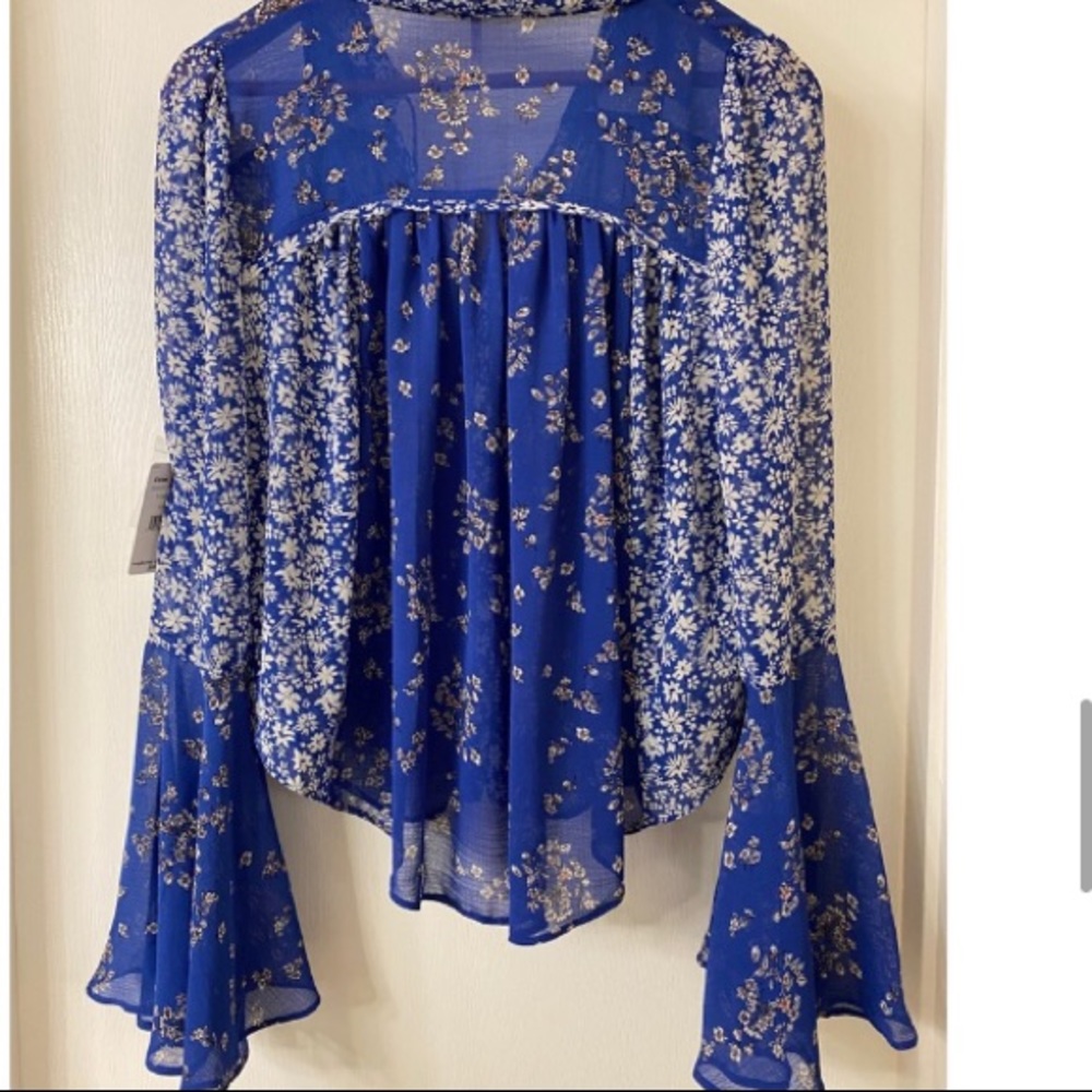 COPY - Free People Serena Royal Blue Bell Sleeve Blouse - Picture 5 of 7
